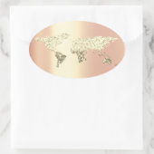 ゴールデンワールドマップデスティネーションアースグローブサンゴ 楕円形シール (バッグ)