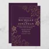 ゴールデンヴィネヤードバーグンディフェイク金ゴールド結婚ズ 招待状 (正面/裏面)