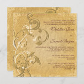ゴールデンヴィンテージの結婚式の招待状 招待状 (正面/裏面)