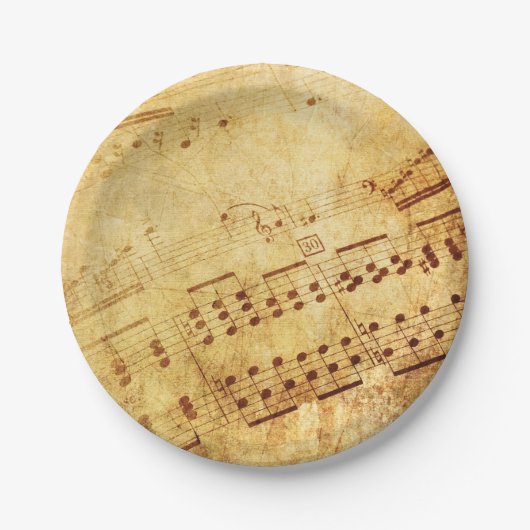 ゴールデンヴィンテージアンティークシート音楽スコアシート ペーパープレート (正面)