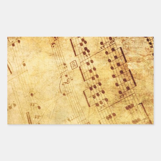 ゴールデンヴィンテージアンティークシート音楽スコアシート 長方形シール (正面)
