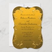 ゴールデンヴィンテージエレガンスカー結婚ド 招待状 (正面)