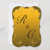 ゴールデンヴィンテージエレガンスカー結婚ド 招待状 (裏面)