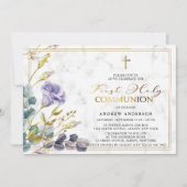 ゴールデンヴィンテージエレガントフローラ第1回聖餐会 招待状 (正面)