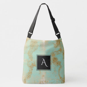 *~*ゴールデンヴィンテージターコイズ金ゴールドグリッターシャビー クロスボディバッグ