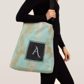 *~*ゴールデンヴィンテージターコイズ金ゴールドグリッターシャビー クロスボディバッグ (クローズアップ)