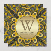 ゴールデンヴィンテージトバルろうけつ染めディナーパーティー 招待状 (正面/裏面)