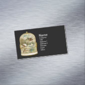 ゴールデンヴィンテージバードケージウィンターシーン マグネット名刺 (インサイチュ)