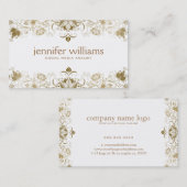 ゴールデンヴィンテージフローラレースオンホワイト 名刺 (正面/裏面)