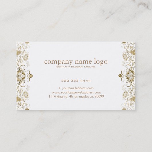 ゴールデンヴィンテージフローラレースオンホワイト 名刺 (裏面)