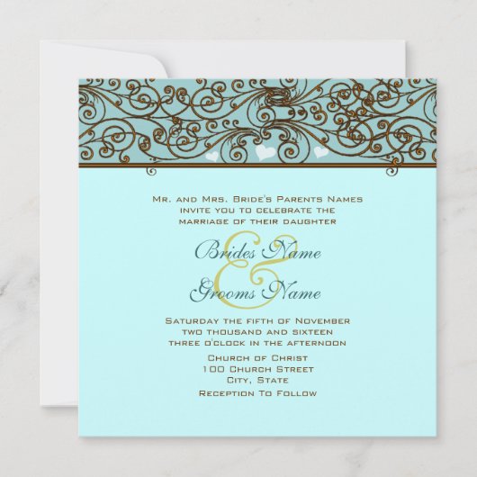 ゴールデンヴィンテージブロンズアイアンワーク結婚式招待状 招待状 (正面)