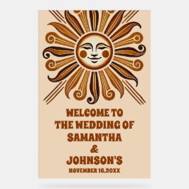 ゴールデンヴィンテージボホサン結婚の歓迎フロステッド アクリルサイン