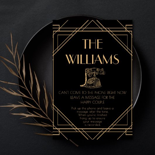 ゴールデンヴィンテージ電話オーディオゲストブックサイン 台座サイン