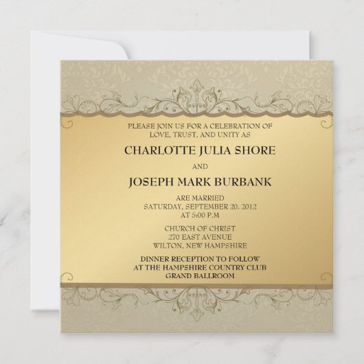 ゴールデンヴィンテージ-結婚式招待状 招待状 (正面)
