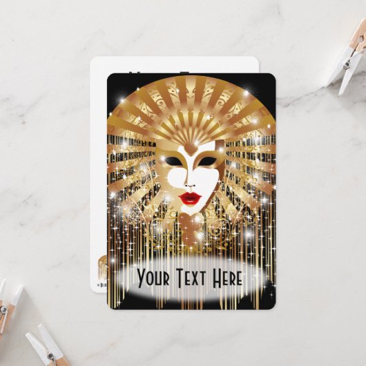 ゴールデンヴェネツィアカーニバルパーティーマスク (正面/裏面インサイチュ)