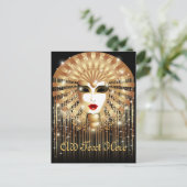 ゴールデンヴェネツィアカーニバルパーティーマスク インビテーションポストカード (スタンド正面)