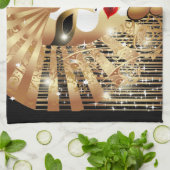 ゴールデンヴェネツィアカーニバルパーティーマスク キッチンタオル (折り畳み)