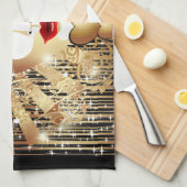 ゴールデンヴェネツィアカーニバルパーティーマスク キッチンタオル (四つ折り)