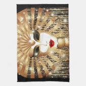 ゴールデンヴェネツィアカーニバルパーティーマスク キッチンタオル (縦)