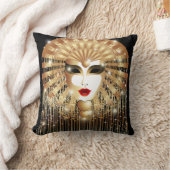 ゴールデンヴェネツィアカーニバルパーティーマスク クッション (ブランケット)