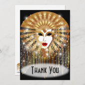ゴールデンヴェネツィアカーニバルパーティーマスク サンキューカード (正面/裏面)