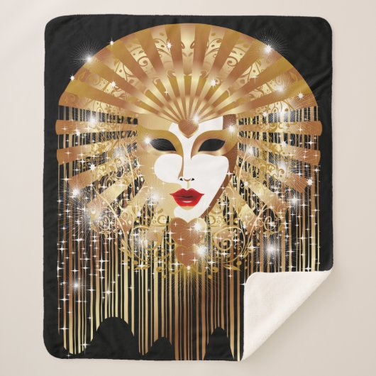 ゴールデンヴェネツィアカーニバルパーティーマスク シェルパブランケット (正面)