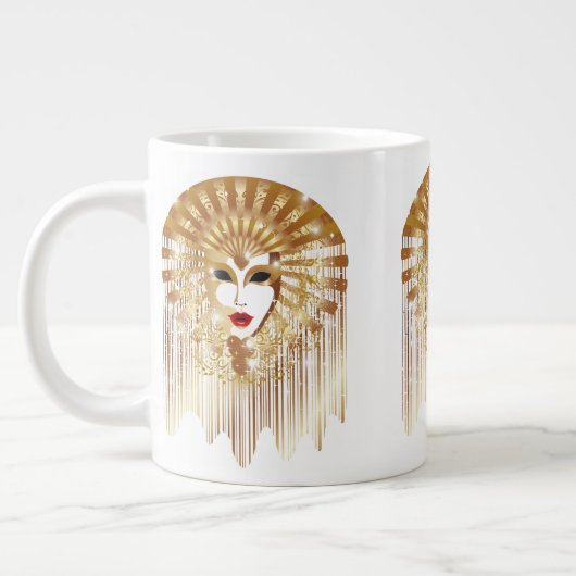 ゴールデンヴェネツィアカーニバルパーティーマスク ジャンボコーヒーマグカップ (左)