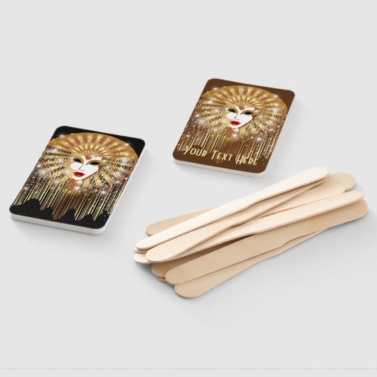 ゴールデンヴェネツィアカーニバルパーティーマスク ハンドファン (組立なし)