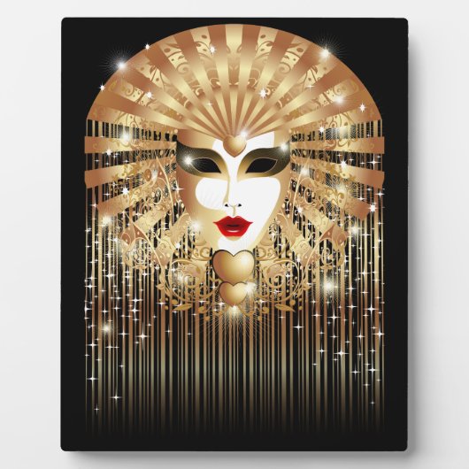 ゴールデンヴェネツィアカーニバルパーティーマスク フォトプラーク (正面)