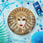 ゴールデンヴェネツィアカーニバルパーティーマスク ペーパープレート (パーティー)