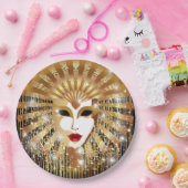 ゴールデンヴェネツィアカーニバルパーティーマスク ペーパープレート (パーティー)