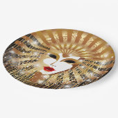 ゴールデンヴェネツィアカーニバルパーティーマスク ペーパープレート (アングル)