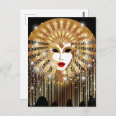 ゴールデンヴェネツィアカーニバルパーティーマスク ポストカード (正面/裏面)