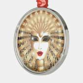 ゴールデンヴェネツィアカーニバルパーティーマスク メタルオーナメント (左)