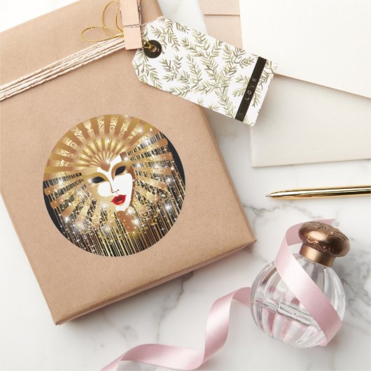 ゴールデンヴェネツィアカーニバルパーティーマスク ラウンドシール (ギフト)