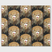 ゴールデンヴェネツィアカーニバルパーティーマスク ラッピングペーパー (フラット)