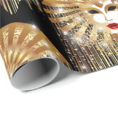 ゴールデンヴェネツィアカーニバルパーティーマスク ラッピングペーパー (ロールコーナー)