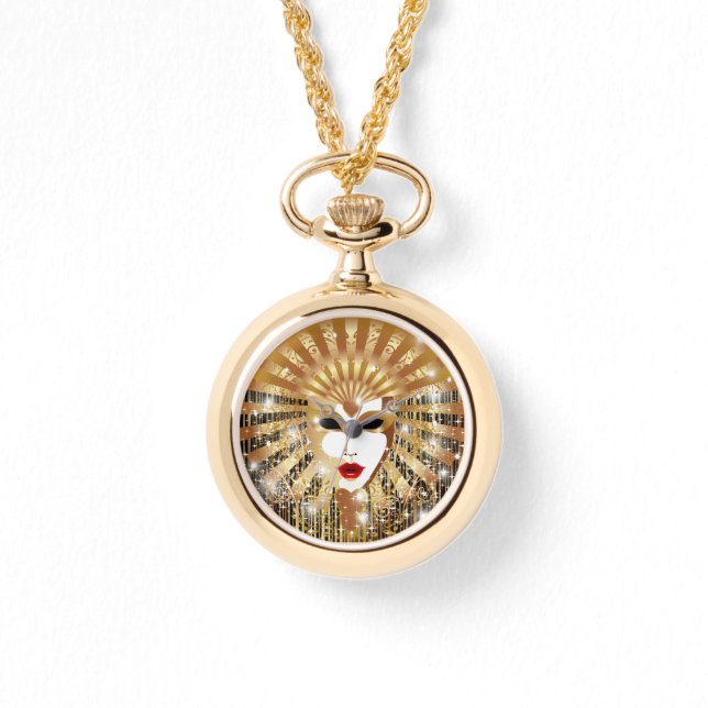 ゴールデンヴェネツィアカーニバルパーティーマスク 腕時計 (正面)