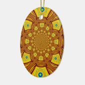 ゴールデン万華鏡のように千変万化するパターンアートプリント セラミックオーナメント (左)
