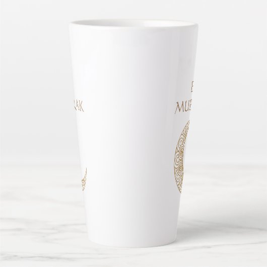 ゴールデン三日月&ランタンイードムバラクイスラム カフェラテマグ (正面)