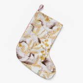ゴールデン中国のスタイル、水色桜パターン。 スモールクリスマスストッキング (正面 (吊り時))