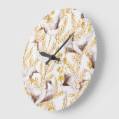 ゴールデン中国のスタイル、水色桜パターン。 ラージ壁時計 (傾斜)