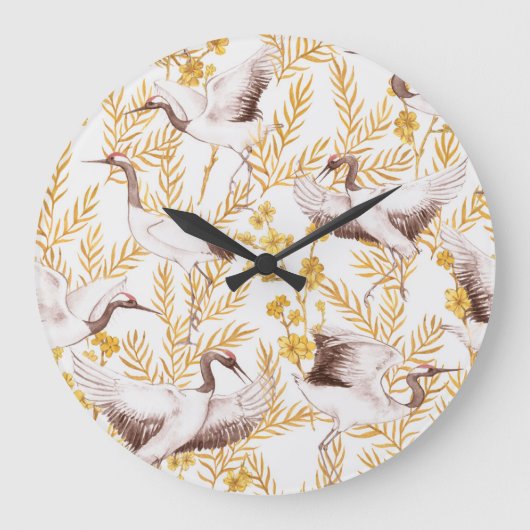 ゴールデン中国のスタイル、水色桜パターン。 ラージ壁時計 (正面)