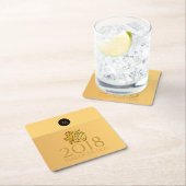 ゴールデン中国のドッグペーパーカット2018モノグラムカスタムC スクエアペーパーコースター (インサイチュ)