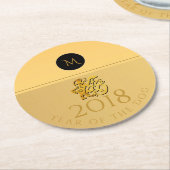 ゴールデン中国のドッグペーパーカット2018モノグラムラウンドC ラウンドペーパーコースター (アングル)