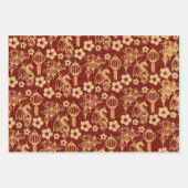 ゴールデン中国のドラゴンズ新年の高級オリエンタル ラッピングペーパーシート (正面2)