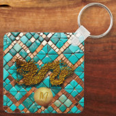 ゴールデン中国のドラゴン新年モノグラムSqK キーホルダー (裏面)