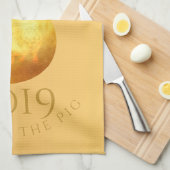 ゴールデン中国のピグペーパーカット2019モノグラムキッチンT キッチンタオル (四つ折り)