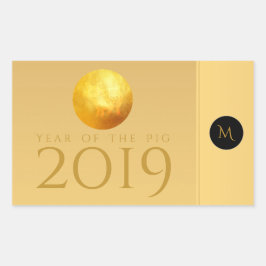 ゴールデン中国のピグペーパーカット2019モノグラムRスティック 長方形シール