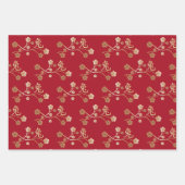 ゴールデン中国のフローララビットの新年2023赤 ラッピングペーパーシート (正面3)